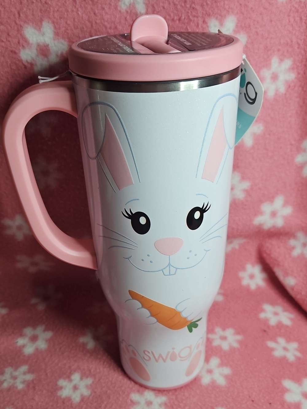 Pink Bunny Travel Mug with Handle